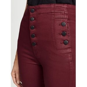 J Brand Natasha sky high coated skinny jeans in oxblood color. Size 29.